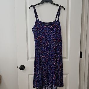 Torrid Purple/Blue and Pink Leopard High Low Midi Dress